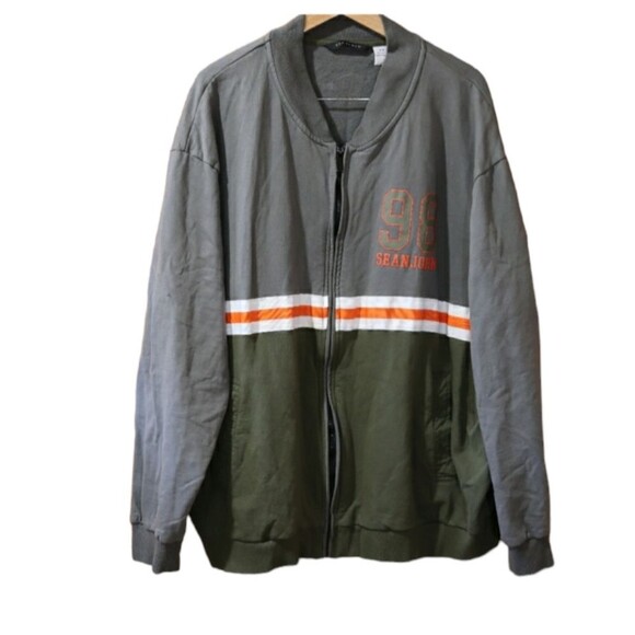 Sean John Full Zip Track Jacket Green Orange Stripe 98 Streetwear y2k 4 XB - Picture 1 of 9